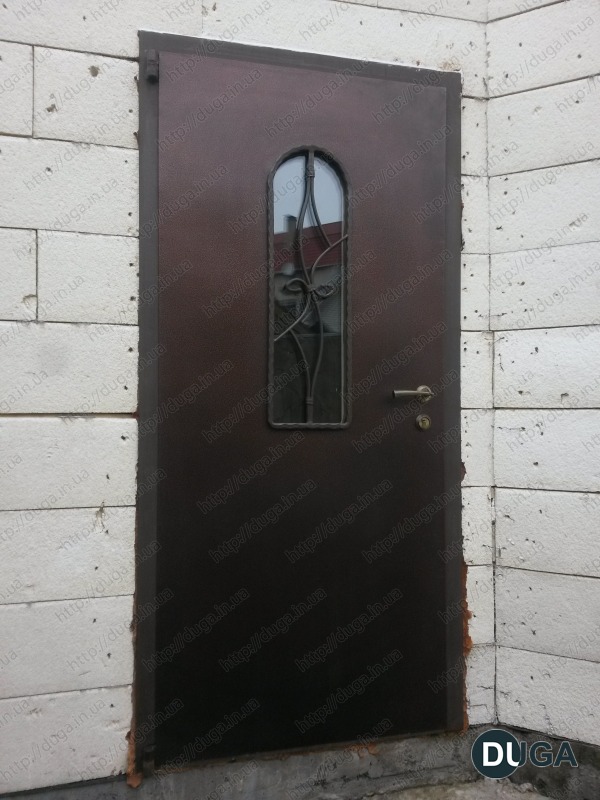Металеві двері зі склом та куванням